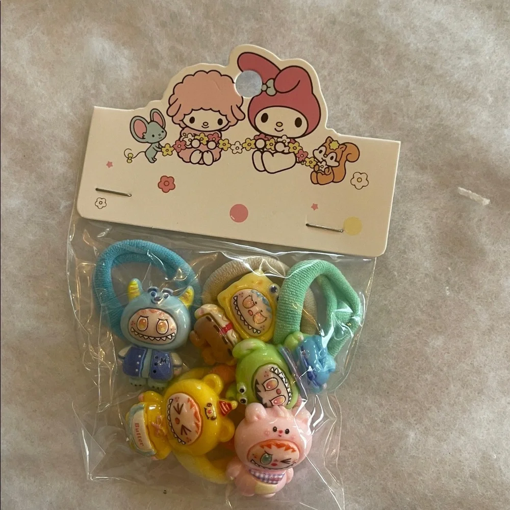 Labubu gift bundle pens hair ties key charm cards pencil set stickers gift bag